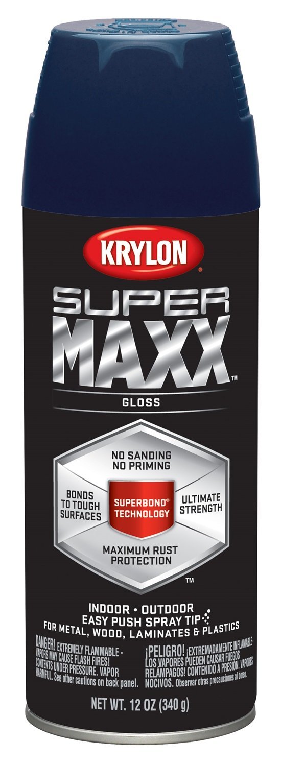 Krylon K08965000 SUPERMAXX Spray Paint, Gloss Regal Blue, 12 Oz