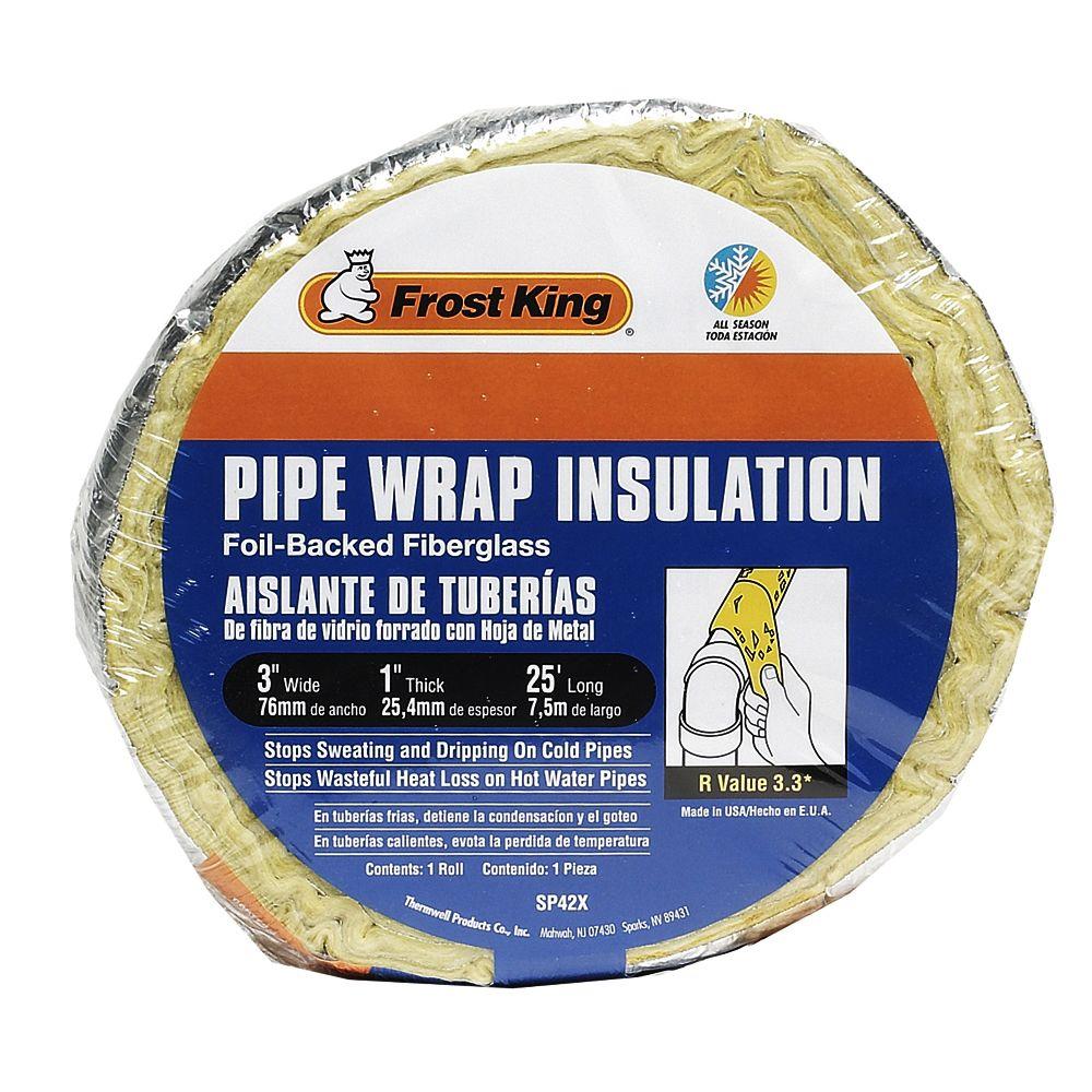 Frost King® SP42X/16 Foil-Backed Fiberglass Pipe Wrap Insulation, 1" x 3" x 25'