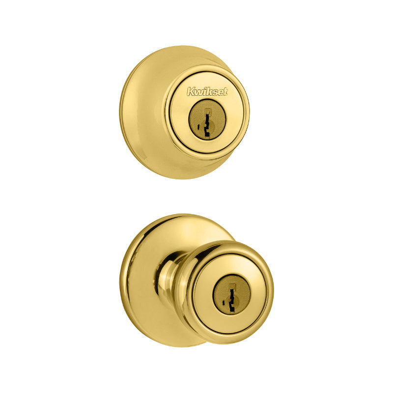 Kwikset® 690T-3-6AL-RCS Tylo Knob with Single Cylinder Deadbolt, Polished Brass