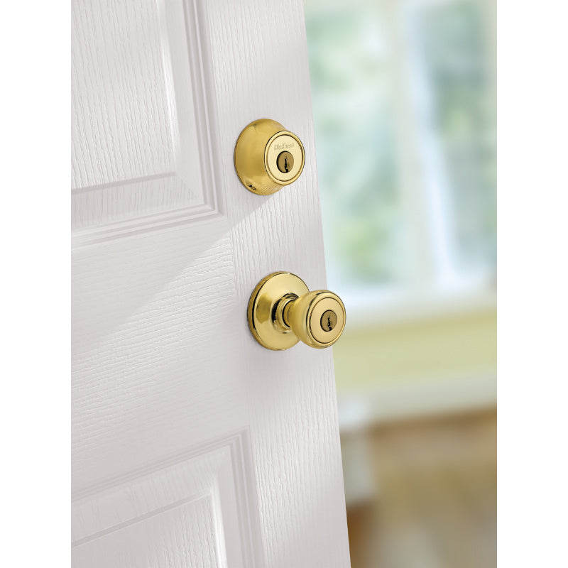 Kwikset® 690T-3-6AL-RCS Tylo Knob with Single Cylinder Deadbolt, Polished Brass