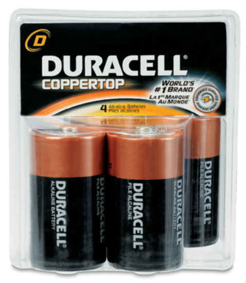 Duracell® MN1300R4Z Alkaline D Battery, 1.5 Volt, 4/Pack