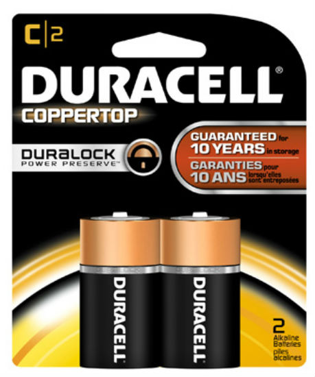 Duracell® MN1400B2Z Copper Top Alkaline C Battery, 1.5 Volt, 2-Pack