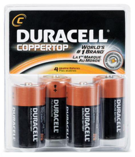 Duracell® MN1400R4ZX Copper Top Alkaline C Battery, 1.5 Volt, 4-Pack