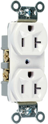 Pass & Seymour Construction Spec Grade Duplex Receptacle, 20A, 125V, White