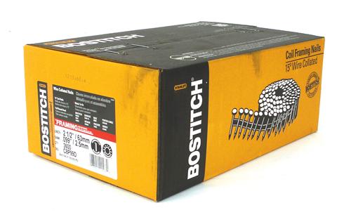 Bostitch C8P99D Coil Framing Nails, 2-1/2" x 0.099, Smooth Shank, 3600-Pack