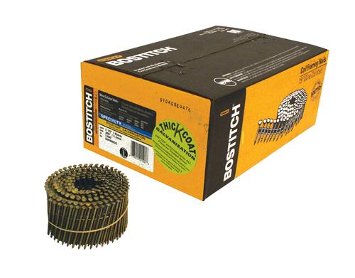 Bostitch® C8R90BDG Galvanized Ring Shank Coil Siding Nails, 2-1/2", 3600-Pack