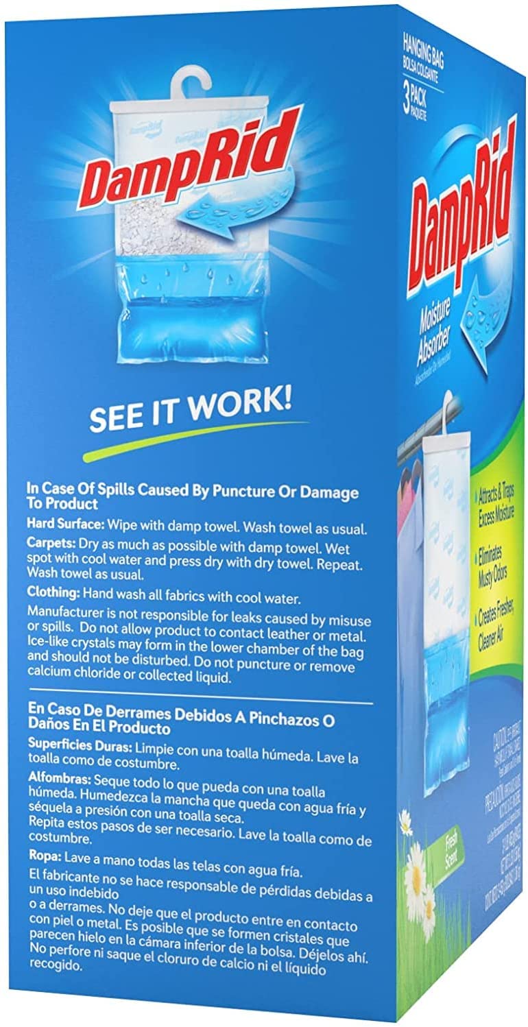Damp Rid FG83K Hanging Moisture Absorber, Fresh Scent, 14 Oz, 3-Pack