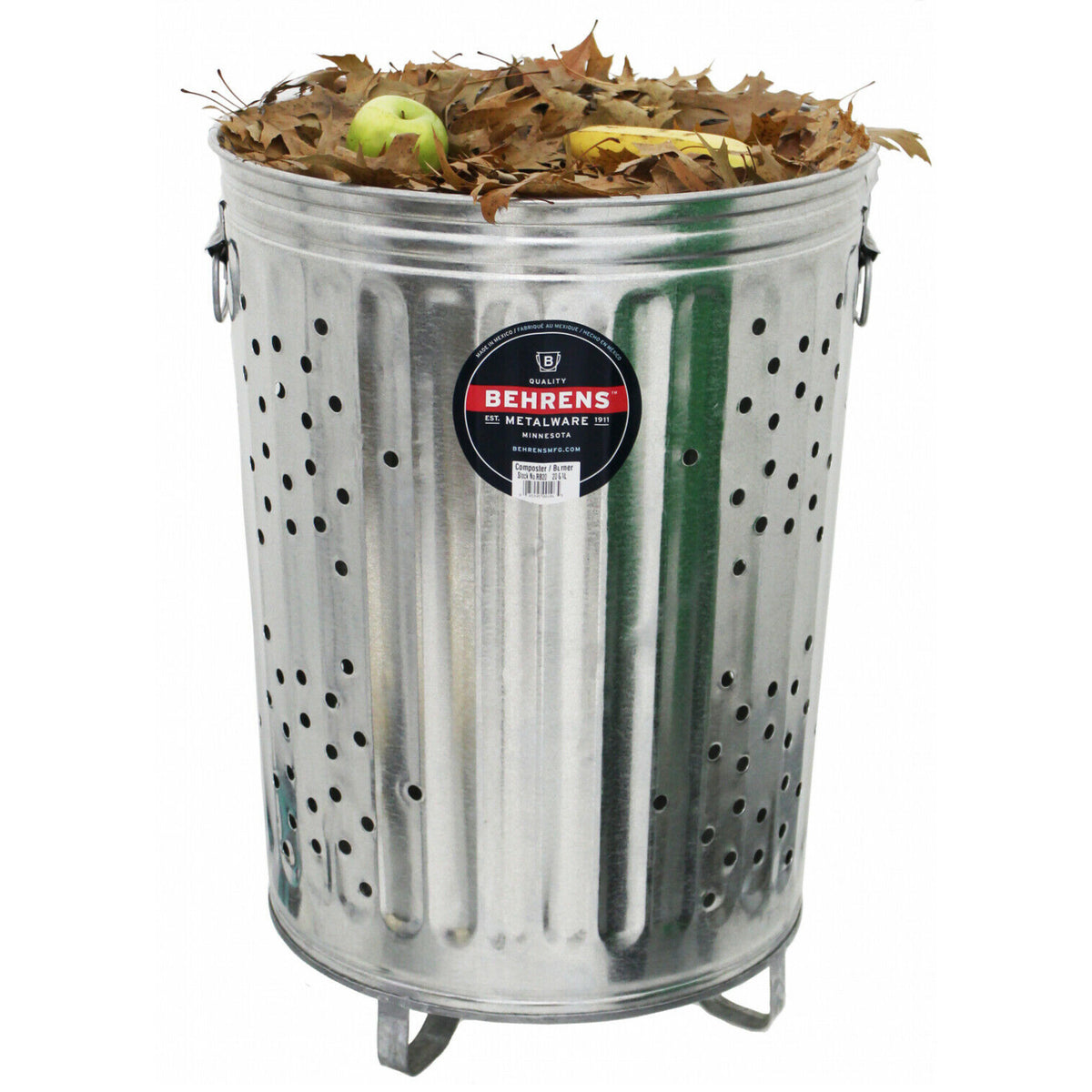 Behrens RB20 Trash Composter/Rubbish Burner with Cover, Galvanized Steel, 20 Gallon
