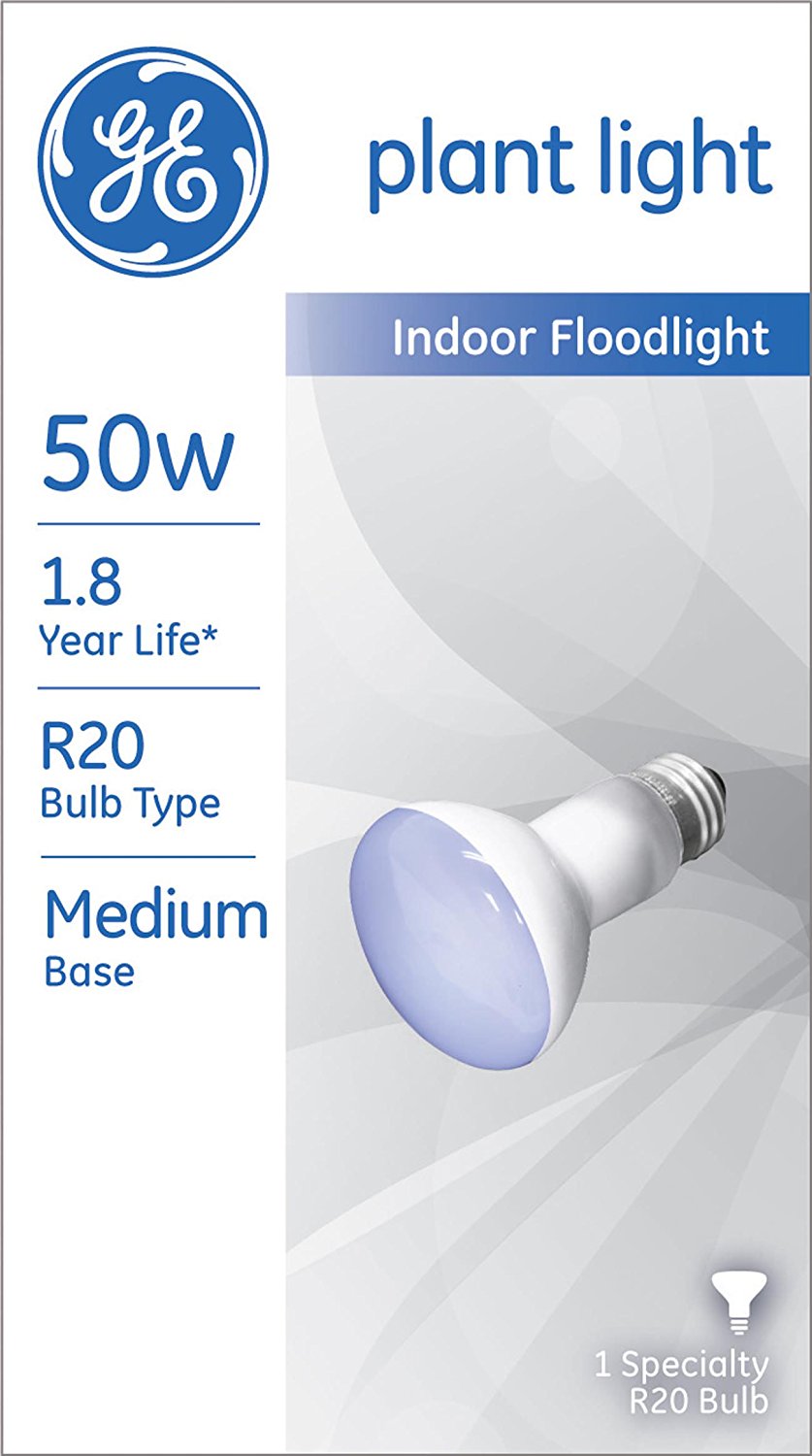 GE Lighting 14888 Incandescent Medium Base R20 Reflector Plant Light Bulb, 50W