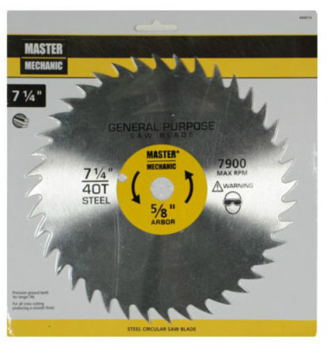 Master Mechanic 494914 Rip Circular Saw Blade, 7-1/4", 40 Teeth