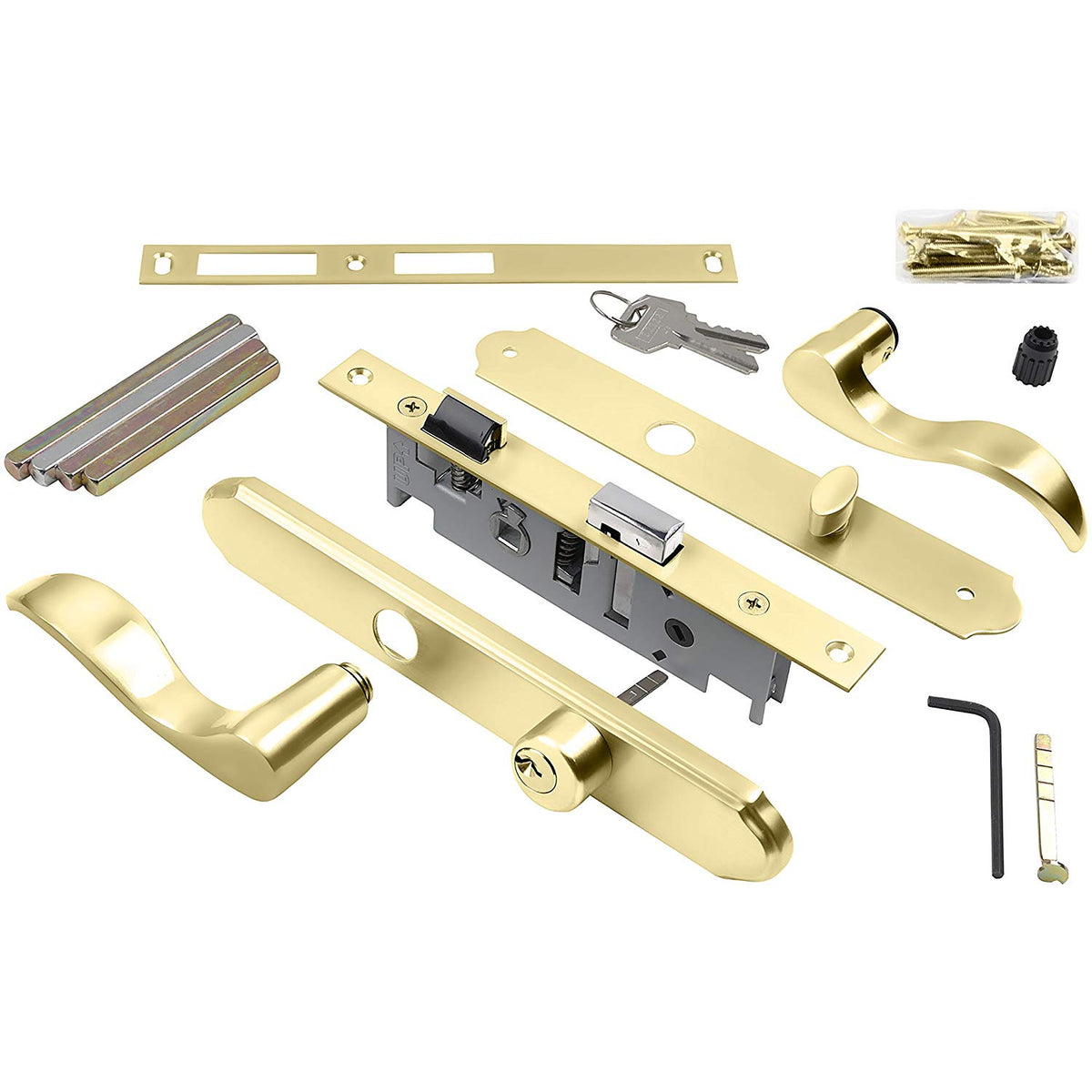 Wright Products VMT115PB Serenade Mortise Storm Door Lever Lockset, Brass