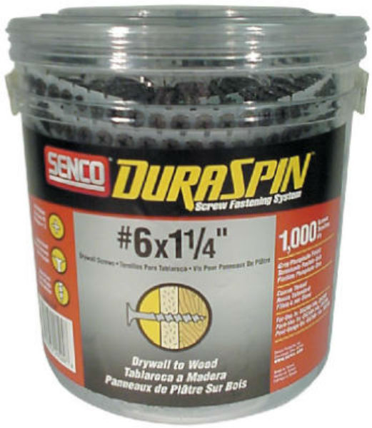 Senco 06A125P Duraspin #6 Shank Auto Feed Drywall To Wood Screw, 1-1/4", 1000-Ct