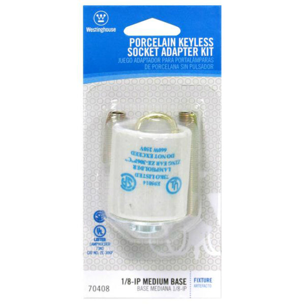 Westinghouse 70408 Medium Base Porcelain Keyless Socket Adapter Kit