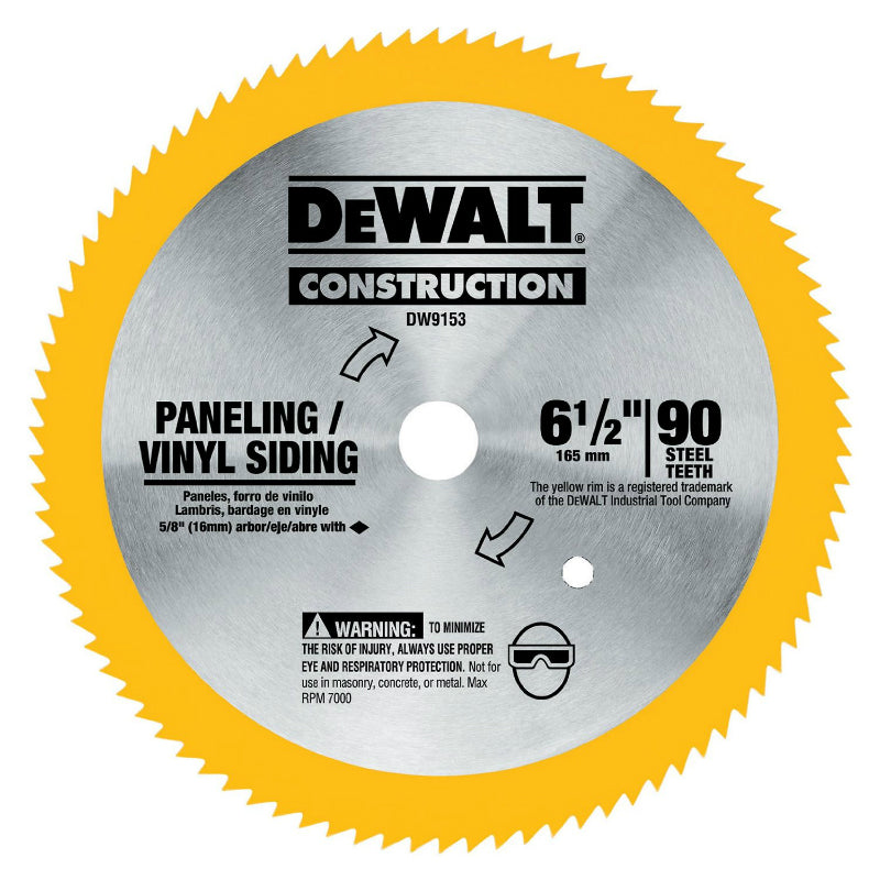 DeWalt® DW9153 Vinyl/Paneling Steel Circular Saw Blade, 90 Tooth, 6-1/2"
