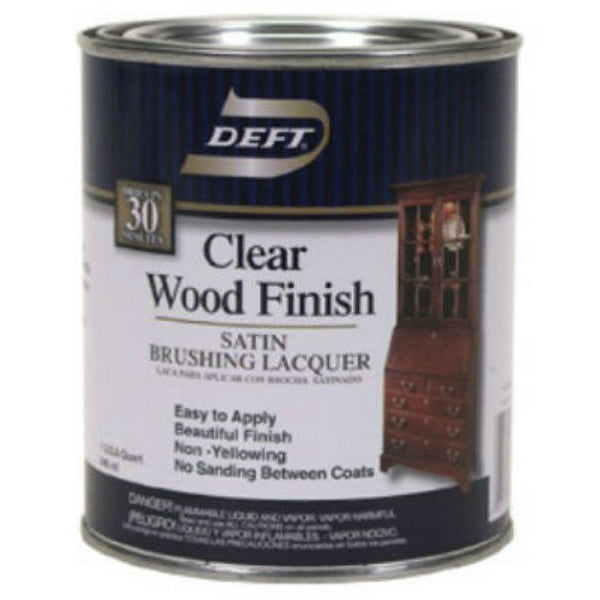 Deft® DFT017/04 Clear Wood Finish Brushing Lacquer, 1-Qt, Satin