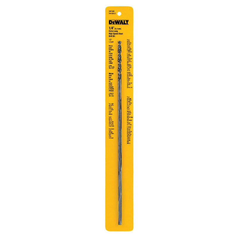 DeWalt® DW1606 High Speed Split Point Drill Bit, Black Oxide Coated, 1/4" x 12"