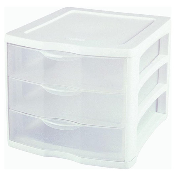 Sterilite 17918004 Plastic Clearview Organizer with White Frame, 3-Drawer