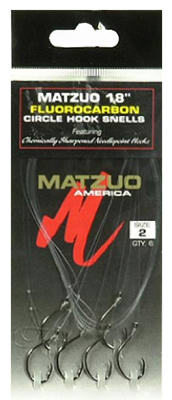 Matzuo® Fluorocarbon Circle Hook Snell, 18, Black Chrome, 6 Pack