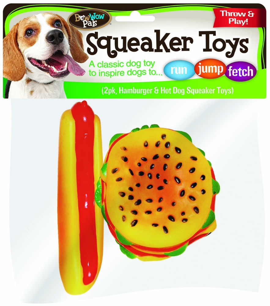 Bow Wow Pals 8852 Hamburger & Hot Dog Squeaker Dog Toys