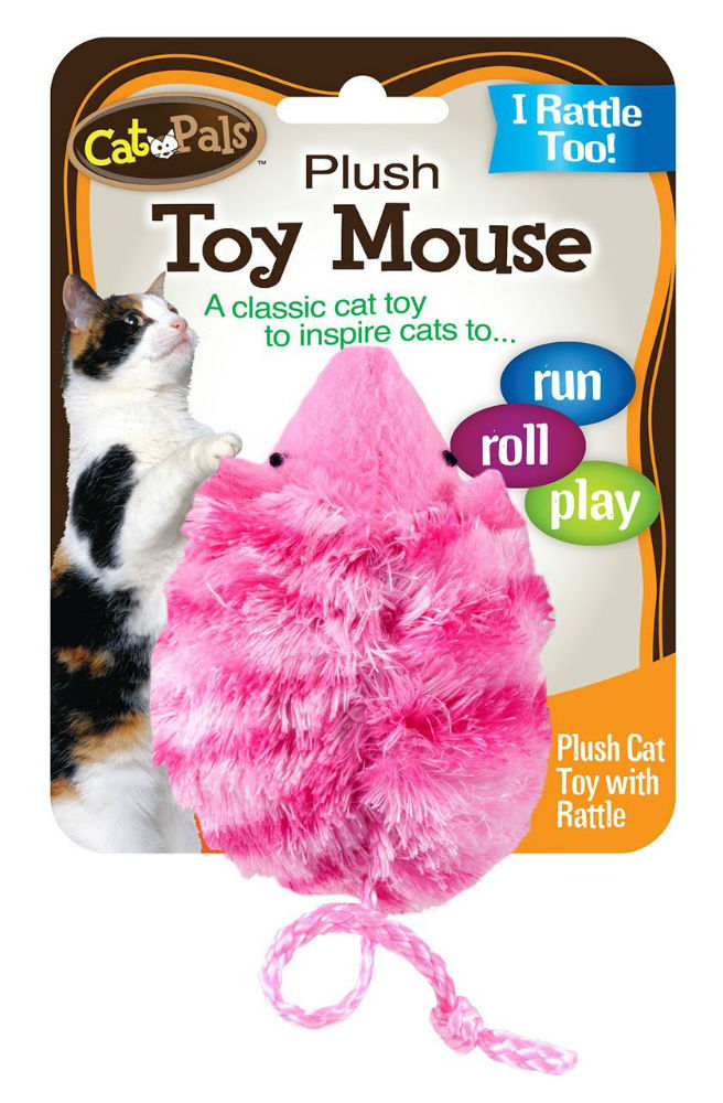Cat Pals™ 8888 Plush Mouse with Rattle Cat Toy, Assorted Colors