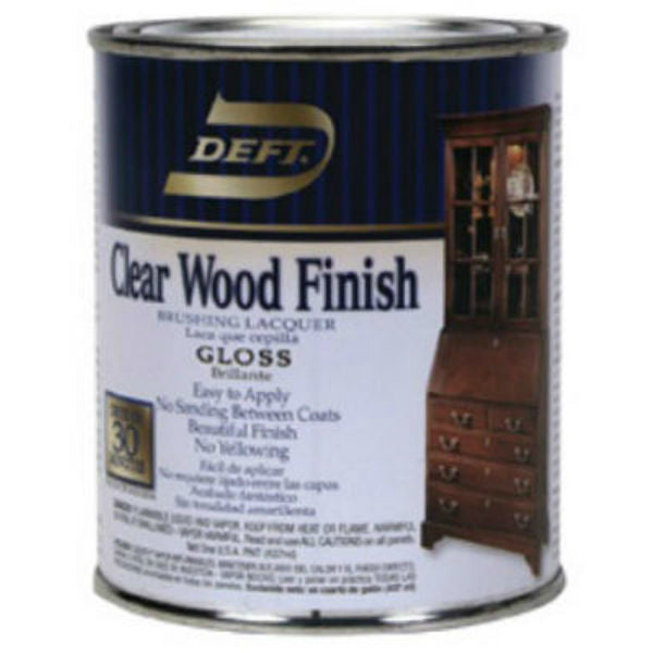 Deft® DFT010/04 Clear Wood Finish Brushing Lacquer, 1 Qt, Gloss