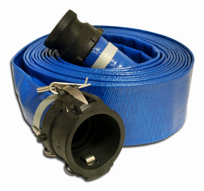 Apache 98138049 PVC Coupled Layflat Discharge Hose Assembly, Blue, 2" x 50'