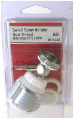 Lasco 09-1225 Dual Thread Swivel Spray Faucet Aerator with Shut-Off, Chrome