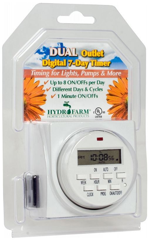 Hydrofarm® TM01715D 7-Day Dual Outlet Digital Timer