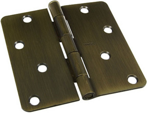 National Hardware® N830-174 Antique Brass Door Hinge with 1/4" Round Corner, 4"