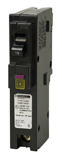 Square-D HOM115DFC Homeline™ Single Pole Circuit Breaker, 15A