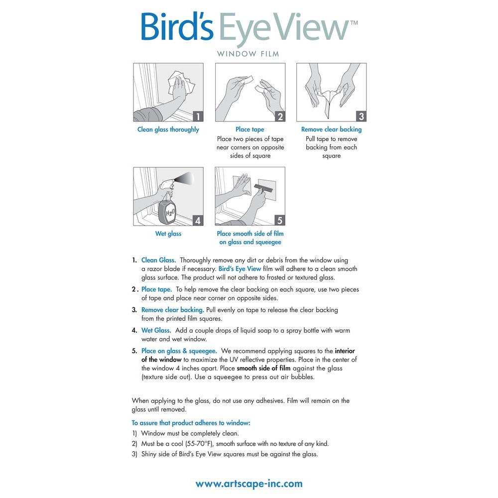 Artscape® 02-3708 Bird's Eye View™ Deflector Window Film, Clear & Etched, 6" x 6"