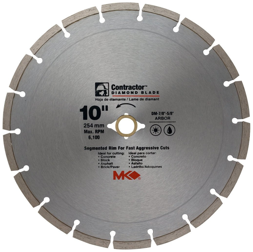 MK Diamond® 167017 Contractor™ Segmented Rim Diamond Blade, 10"