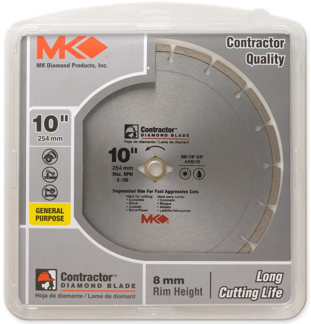 MK Diamond® 167017 Contractor™ Segmented Rim Diamond Blade, 10"