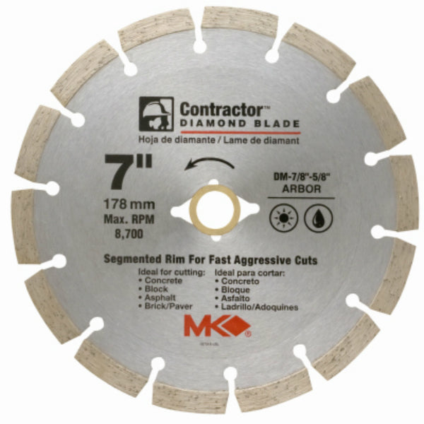 MK Diamond® 167015 Contractor™ Segmented Rim Diamond Blade, 7"