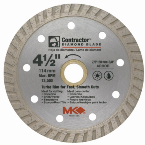MK Diamond® 167021 Contractor™ Turbo Rim Diamond Blade, 4-1/2"