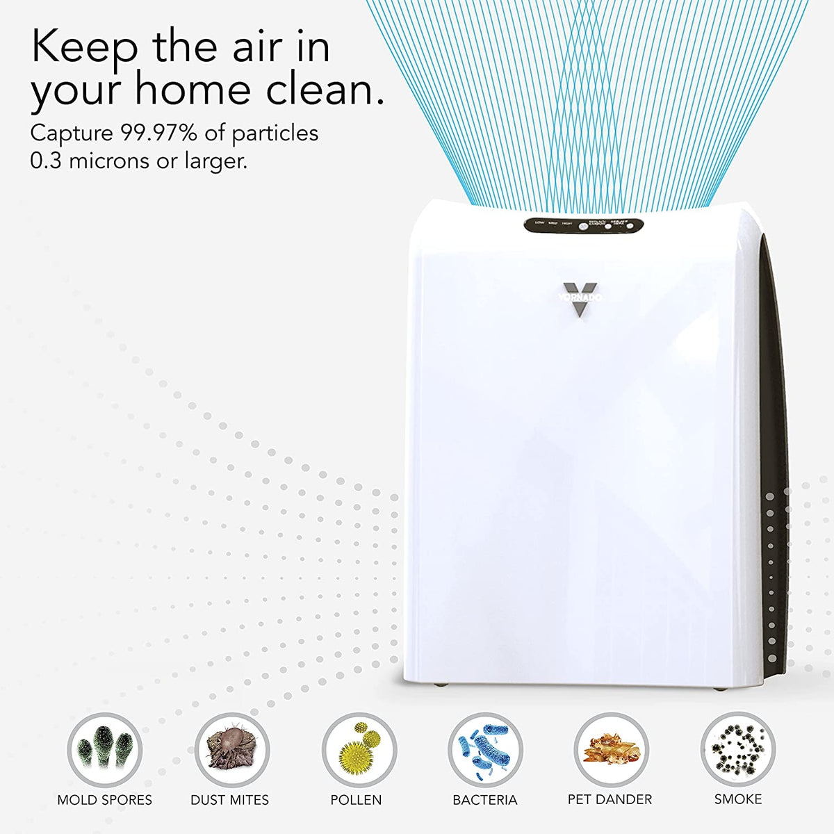 Vornado AC1-0038-43 AC350 True HEPA Filter Whole Room Air Purifier, Up To 220 SQFT