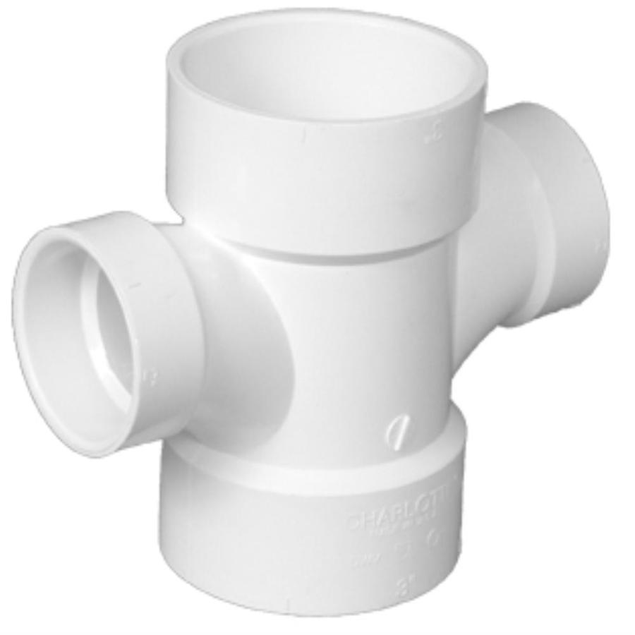 Charlotte Pipe PVC-00429-1600HA PVC DWV Reducing Double Sanitary Tee, 4" x 2"