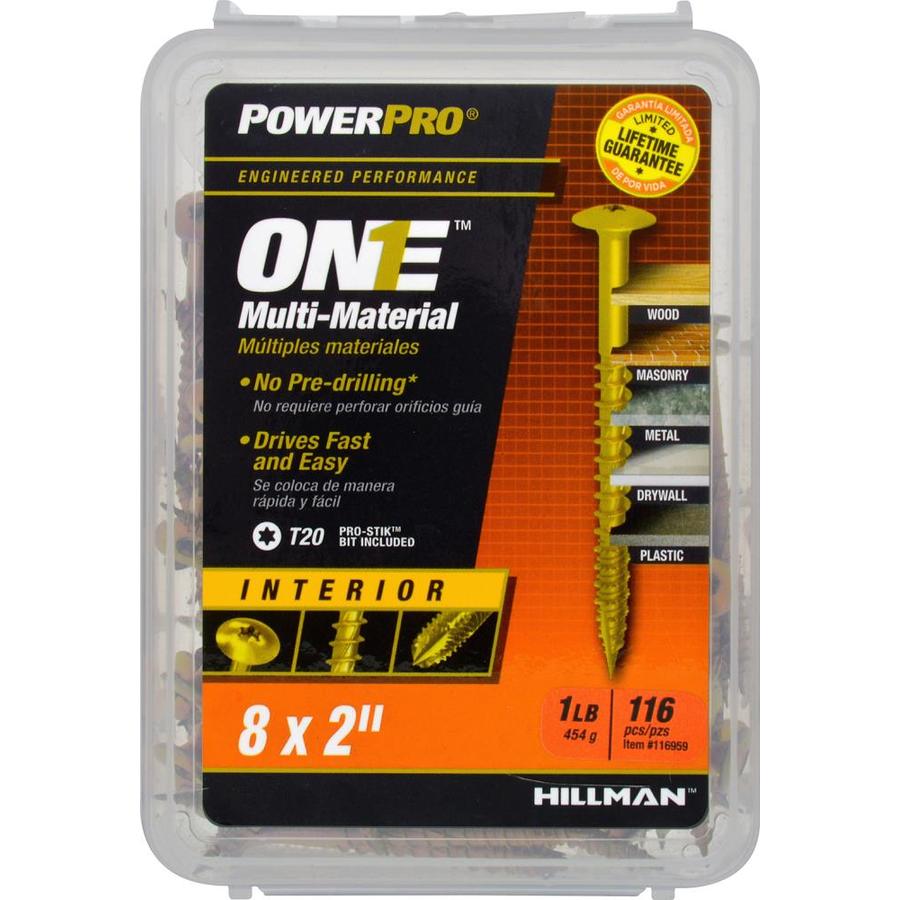 Hillman 116959 PowerPro One Multi-Material Interior Screws, #8 x 2", 116-Pack