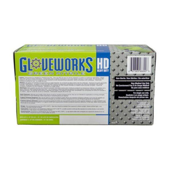 Gloveworks GWGN48100 HD Green Nitrile Latex Free Disposable Glove, XL, 100-Ct