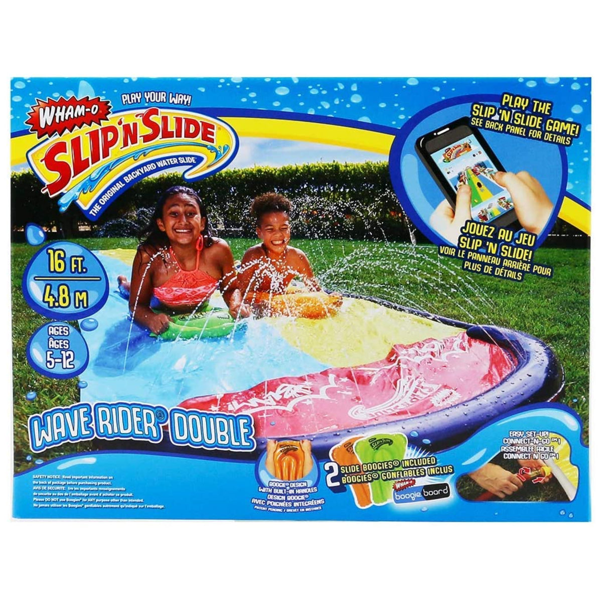 Wham-O 64120 Slip-N-Slide Double Wave Rider Slide with Boogies, 16-Feet