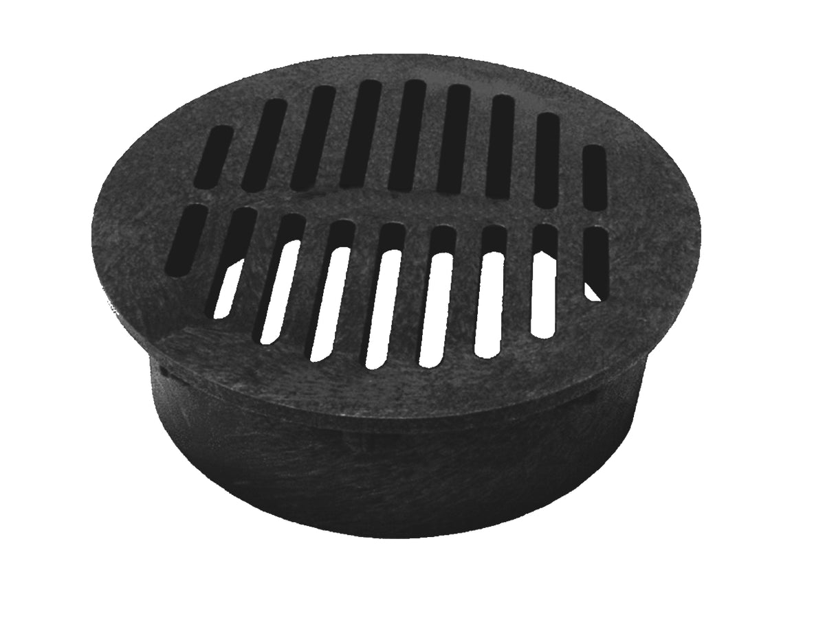 NDS 0660SDB PVC Round Grate, 6", Black