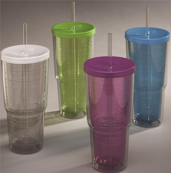 Arrow Plastic 00015 Double Wall Tumbler With Lid & Straw, 24 Oz – Toolbox  Supply