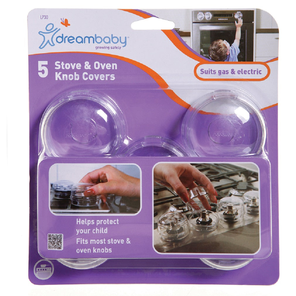 Dreambaby L730A Stove & Oven Knob Cover, Clear, 5 Pack