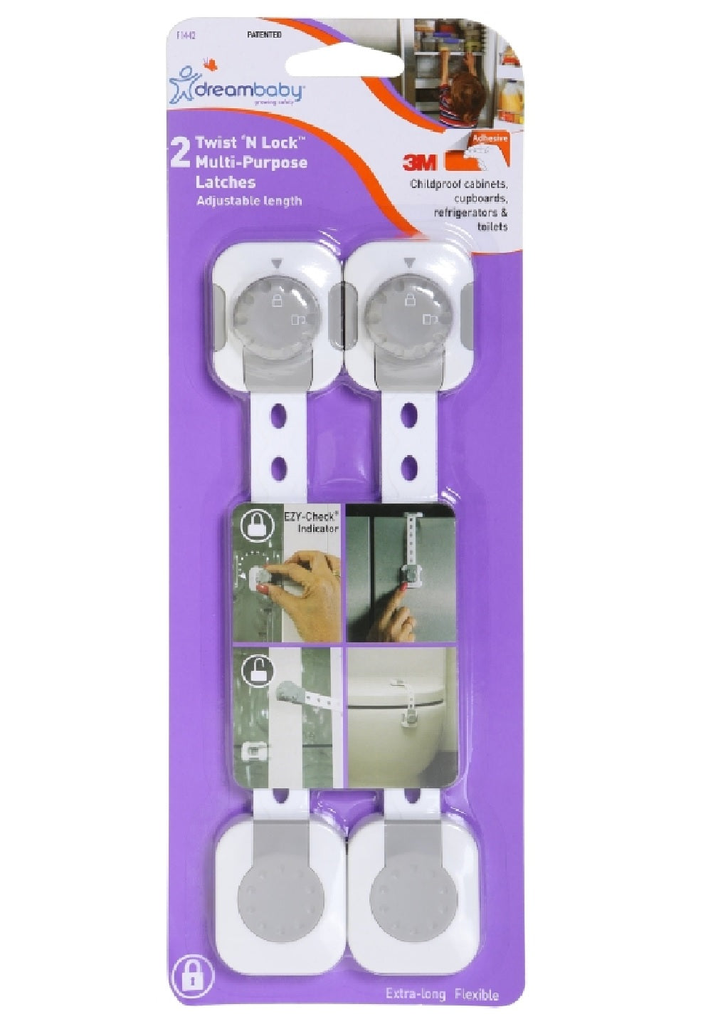 Dreambaby L1442 Twist 'N Lock Multi-Use Latch, Plastic Adhesive