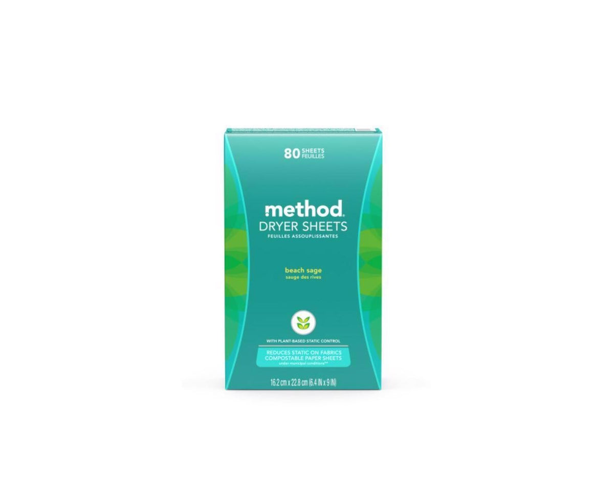 Method 16497 Dryer Sheets, Beach Sage, 80 Count