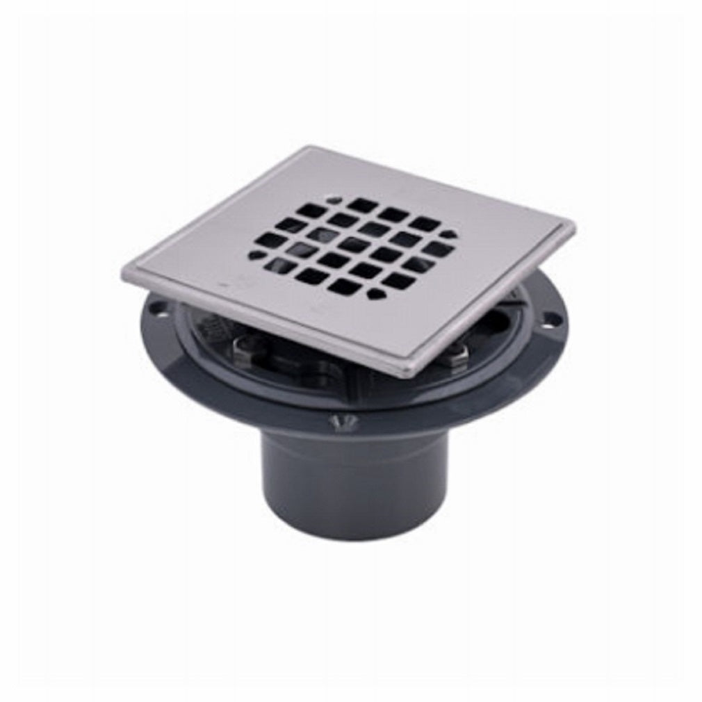 Oatey 42264 PVC Drain With Square Stainless Steel Strainer