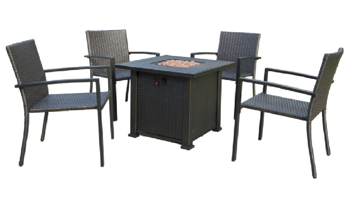 Seasonal Trends MS12012KD Bristol 5-Piece Fire Pit Chat Set, Dark Brown