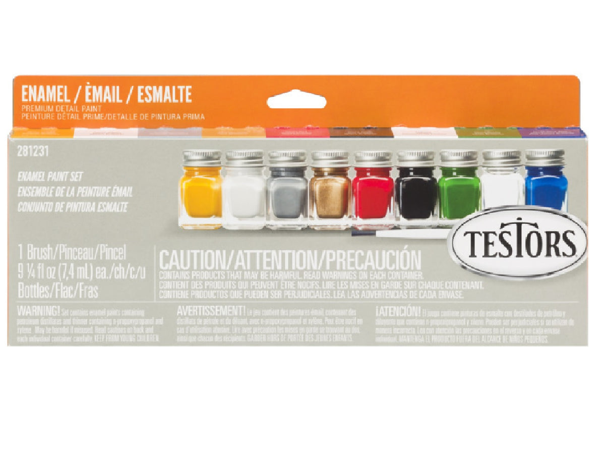 Testors 281231 Primary Colors Acrylic Paint Set, 9 Pc