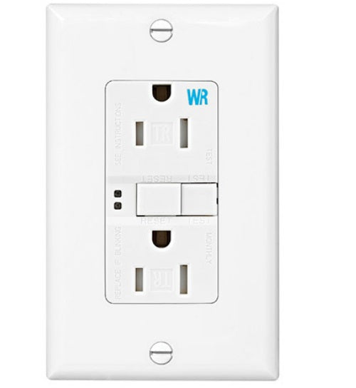 Cooper Wiring TWRSGF15W Self-Test Tamper and Weather Resistant GFCI, Duplex, 15 Amp, 125 Volts