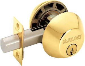 Schlage B62N605 Double Cylinder Deadbolt, Bright Brass